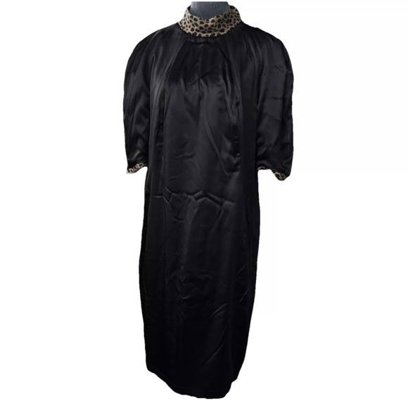 Akris Wool Sheath Midi Dress Women's Size 12 Leopard Print Silk Lined Luxurious - Picture 8 of 16